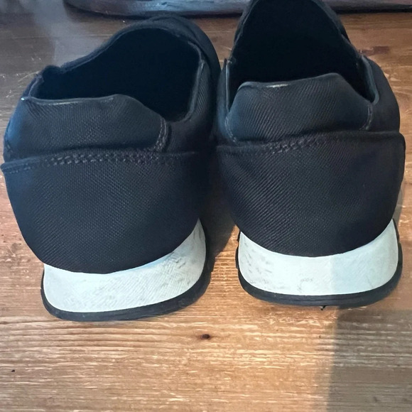 PRADA Linea Rossa Slip On Sneakers Black Nylon Slide On Size 37.5 Leather Trim - Picture 4 of 14